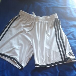 Adidas Men's Athletic Shorts in White with Black Stripes